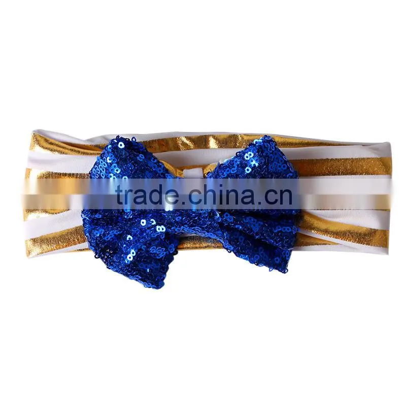 wholesale baby girl butterfly headbands navy blue infant sequin bow headband baby girl