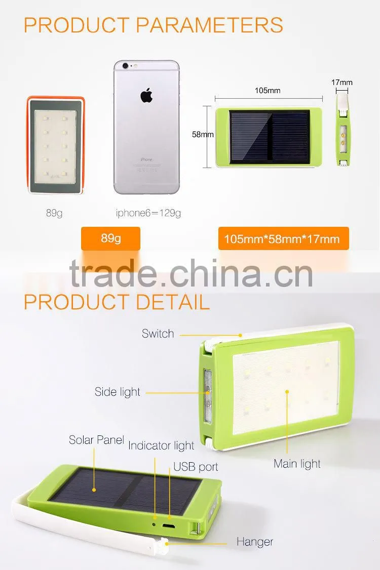 Best Rechargeable LED Flat Camp Tent , Solar Hanging Outdoor Flashlight Torch