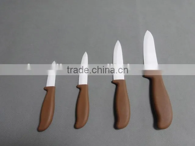 Copper color handle, white blade whole ceramic knife set for universal kitchen use