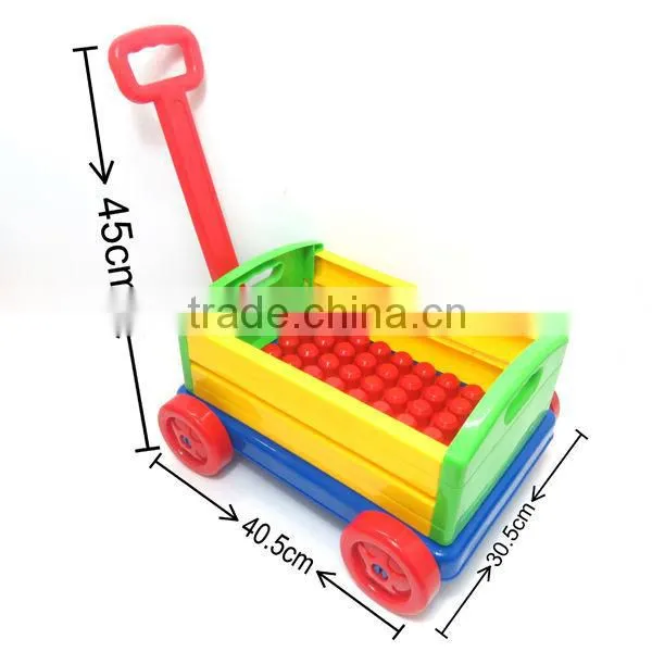 45cm height big size trolley with 30pcs 1.3MM very cheap building block plastic educational toy for kids
