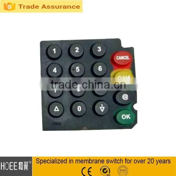 China Custom Clear transparent laser window plastic or rubber numeric keypad,electronics membrane keyboard switch