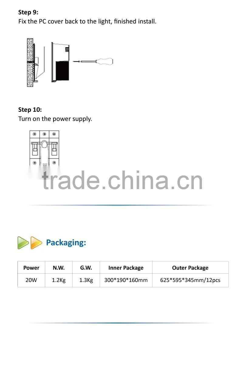 2016 UL Listed balck IP54 20w mini wall pack light for door use