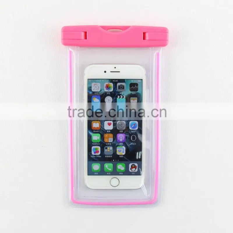Cell Phone Waterproof Case Dry Pouch Bag with glow stick