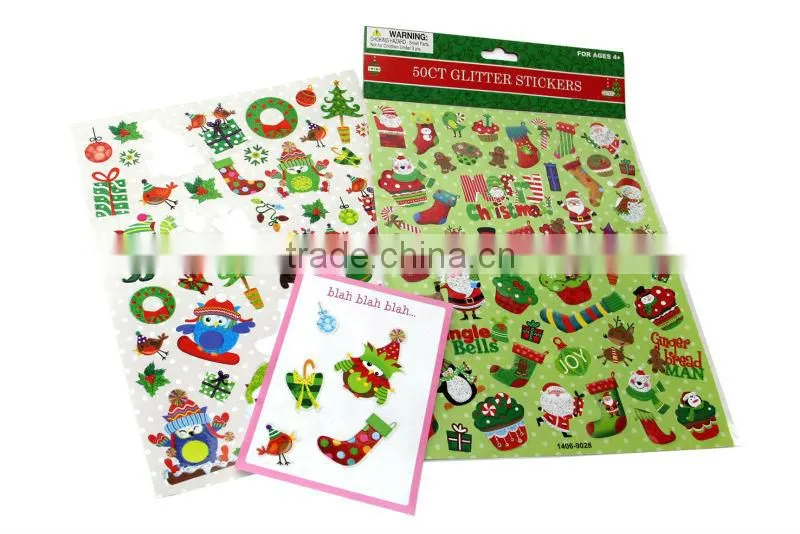 Colorful Lovely Christmas Jingle Bells Glitter Sticker