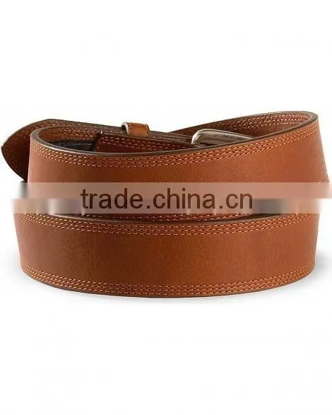 100% genuine leather men's brown stitch leather belts