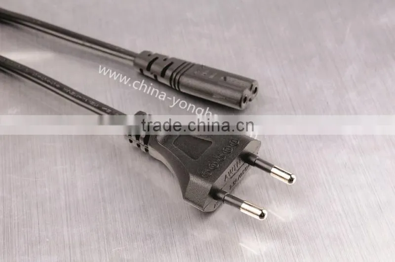 Euro power plug 250V 10A with VDE certificate AC power cord with plug H05VV-F 3*0.1.0mm2 3m 5m Black european standard
