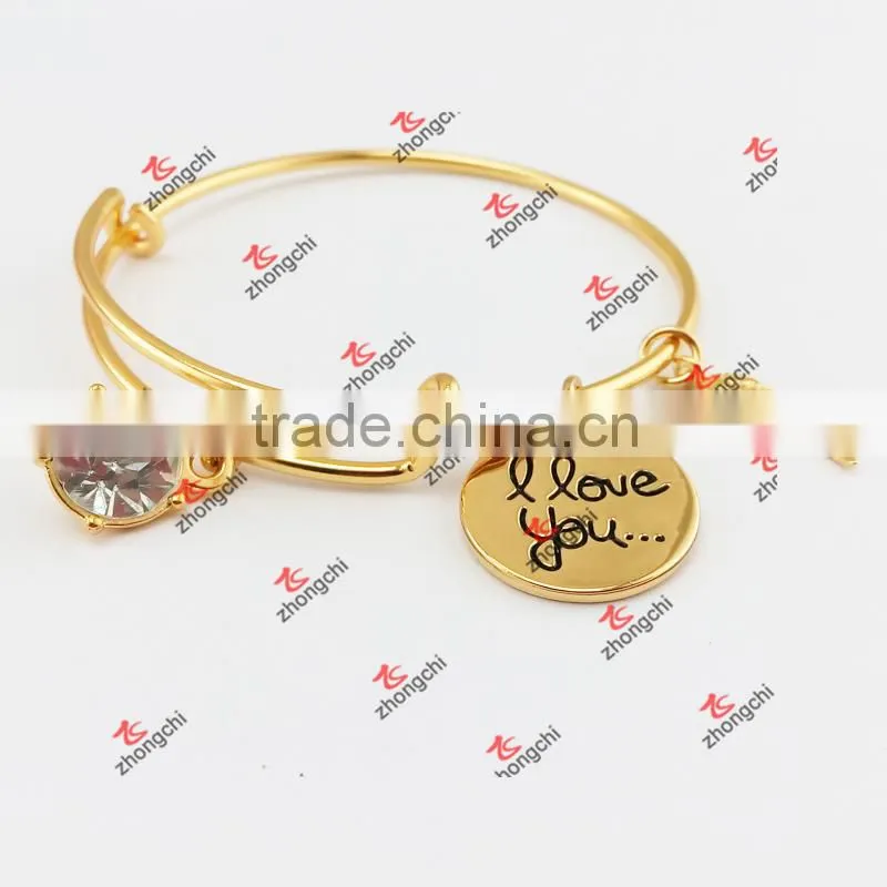 adjustable brass wire bangles gold plated expandable wire bangle Gifts