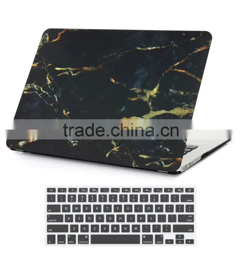 White+Gold Rubberized Hard PC Marble Case for MacBook 13 inch
