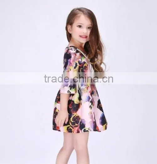 2016 flowers baby children latest fashion dress designs hot sale girls picture of children casual dress