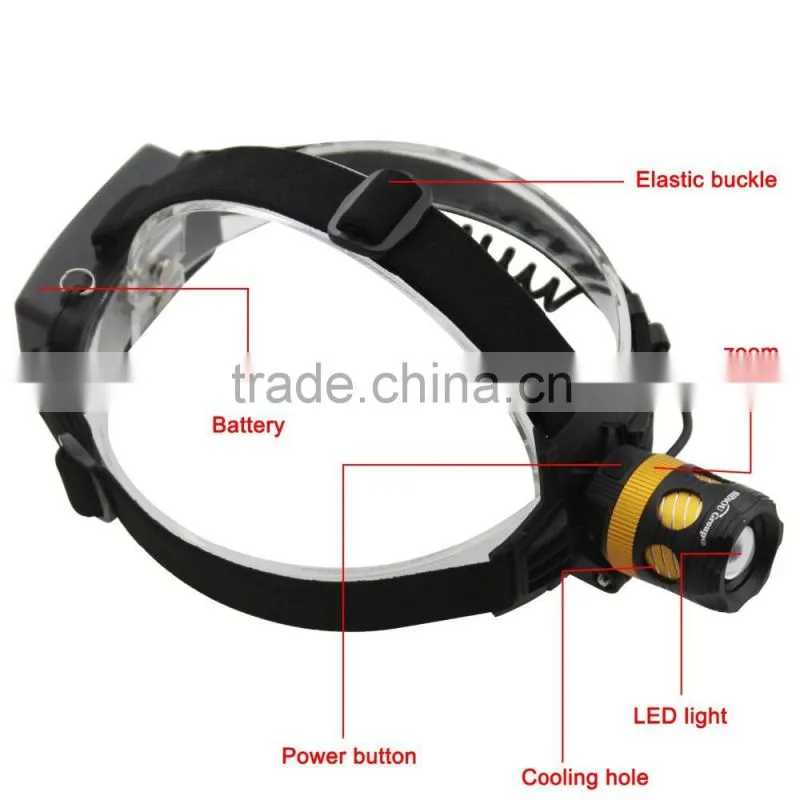 1200 Lumen LED Zoomable Headlamp Head Torch Light Bike Lamp Rechargeable Waterproof 18650 Battery For Camping