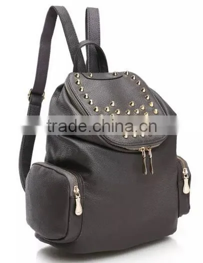 Customized latest design girls women fashion trendy rivet backpack bag