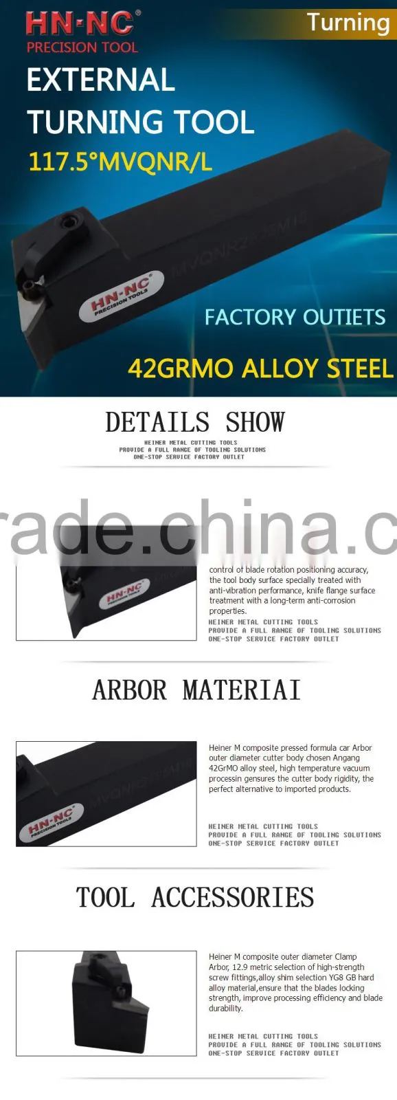 Indexable Carbide CNC car Arbor MVQNR/L2525M16