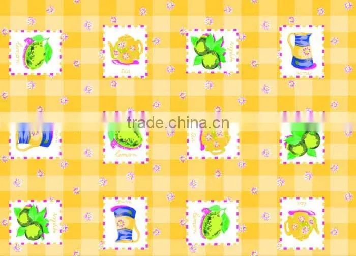 2015 Newest printed floral and floral design pvc table cloth with lace/waved/straight edge
