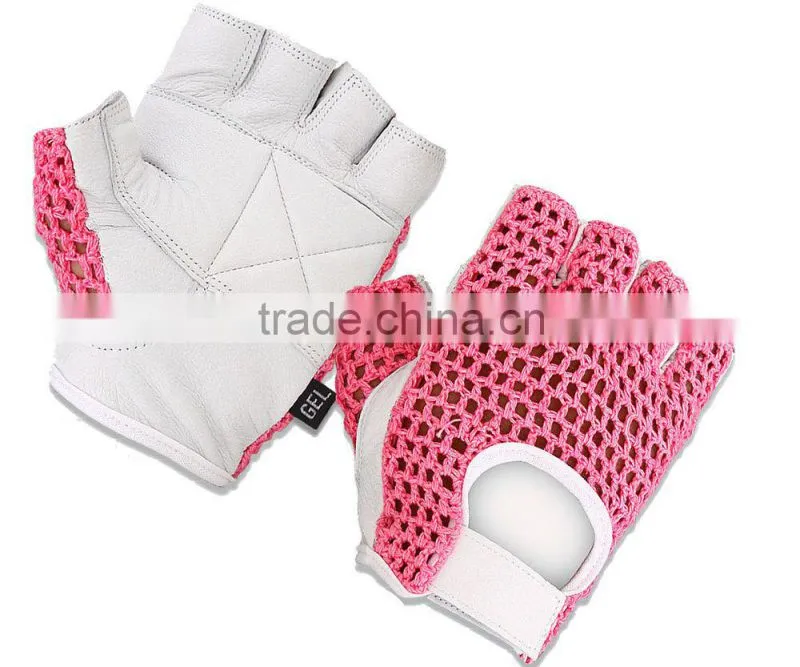 Weight Lifting Leather Padded Gloves, Training Gym Exercise Gloves