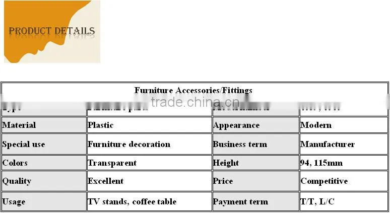 high quality transparent crystal furniture plastic fittings