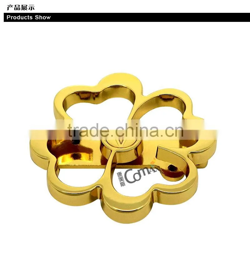 Gold flower shape fashion metal handbag lock
