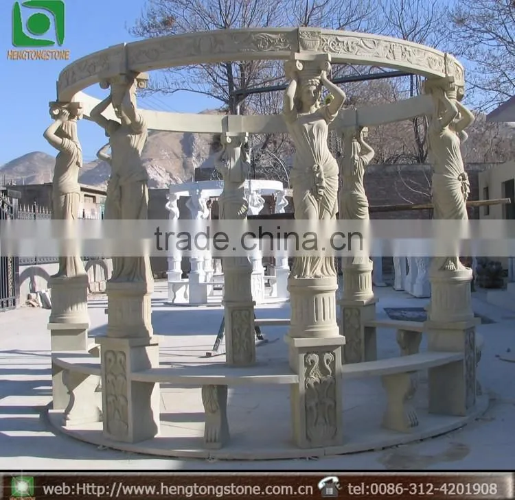 Hand Carved Stone Gazebo Pavillion Marble Stone Outdoor Backyard Gazebo Pavillion