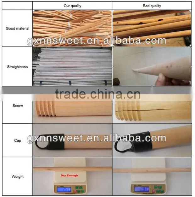 Varnished wooden broom handle farm tools wooden shovel handle sticks