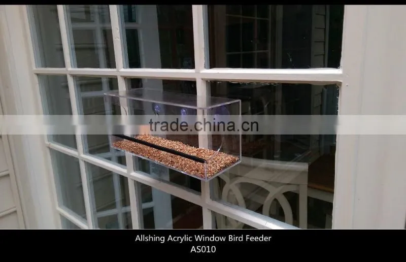 Wholesale Promotional acrylic clear window wild bird feeder with suction cups Plastic acrylic window bird feeder AS012