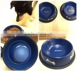 Non-slip Dog Puppy cat food drink Water Bowl Dish With Bone Printed New