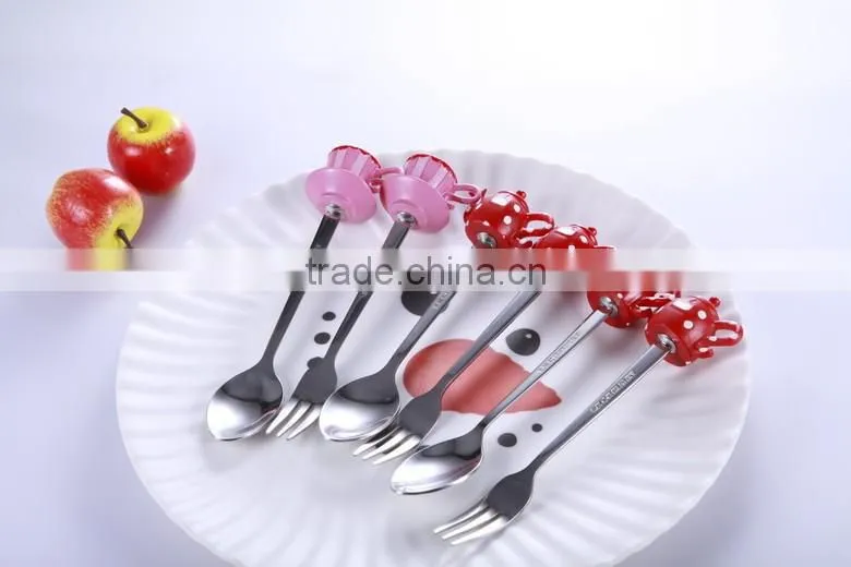 Customized designs products stainless steel cutlery with polyresin head, alloy for cutlery, ice cream design for children