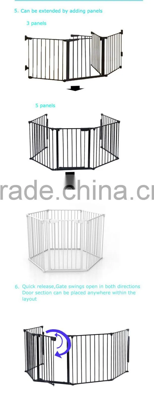 For Amazon and eBay stores Extra Wide Child Toddler Thru Fence Baby Safety Gate Door
