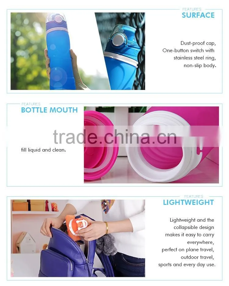 750ml Collapsible Silicone Water Bottle with air valve