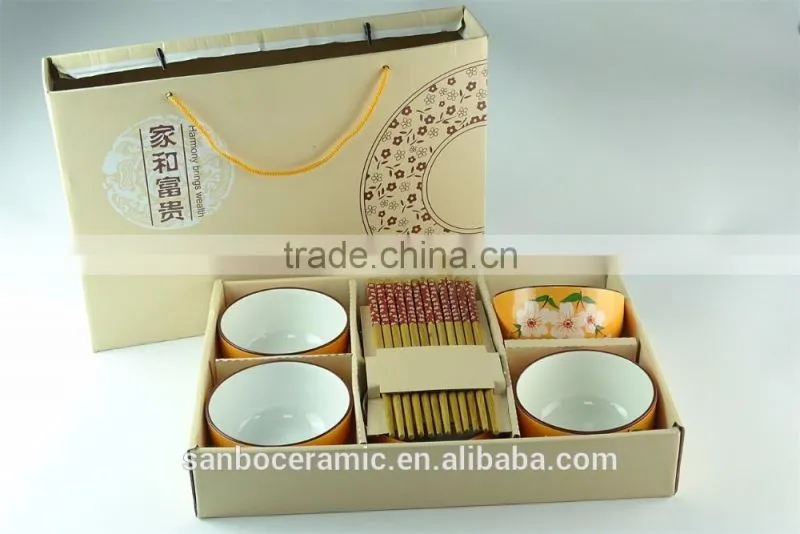 Stocklot Cheap Japanese Style Printing Ceramic Bowl Set porcelain Bowl for gift