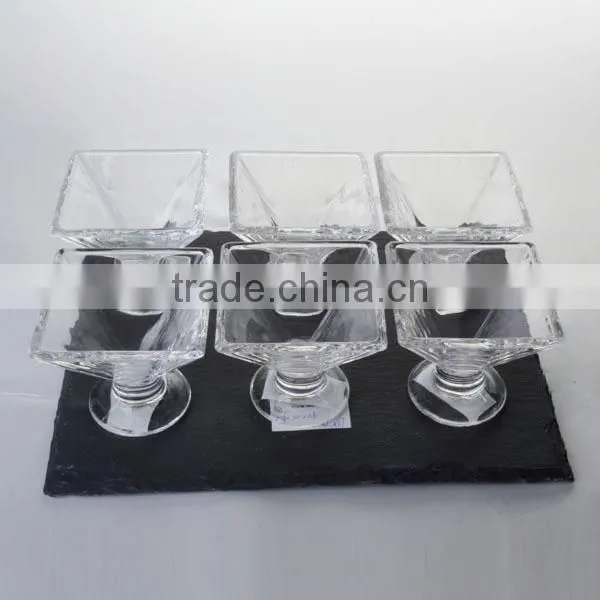 machine made glass salt and pepper cruet set jars with slate