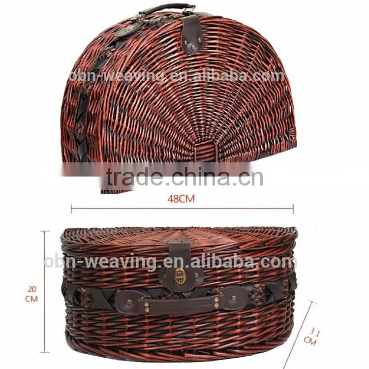 Handwoven eco-friendly cheap antique mini wicker oval picnic basket for 2 persons