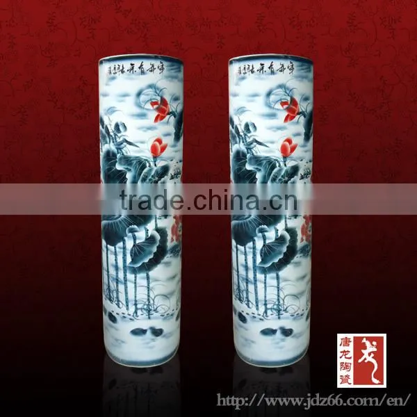 Blue and white Chinese floor vase interior decoration pillar