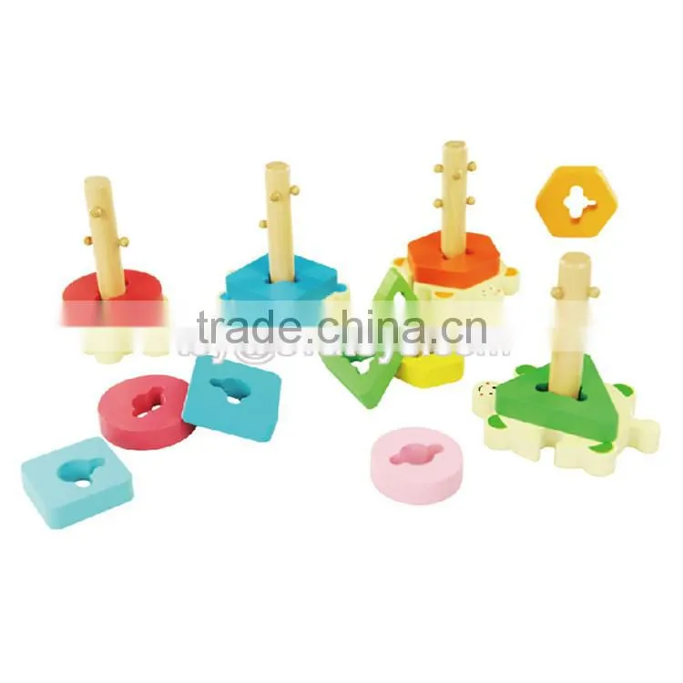 wholesale cheap kids educational geometry wooden pattern blocks W13E064