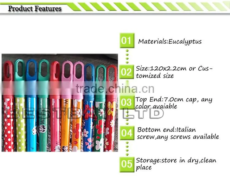 pvc coated wooden mop stick/pvc coated wooden broom stick 120cm