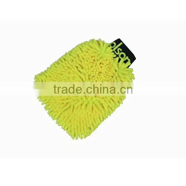 logo embroider plush chenille microfiber car dust wash mitt