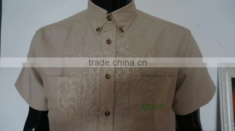 2017 OEM design cotton&linen men's short sleeve shirt
