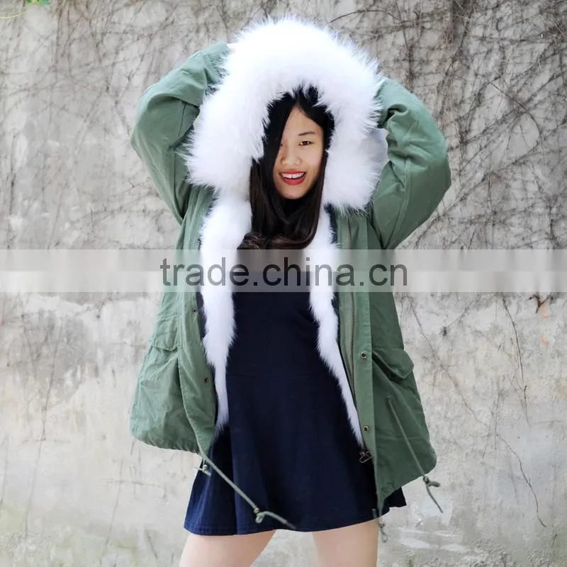 CX-G-P-05R Colorful Fox Fur Lining Women Winter Warm Parka Coat