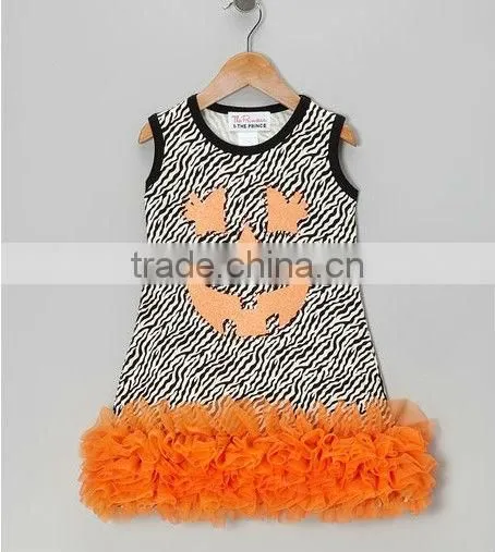 Black & Orange Zebra Sparkle Pumpkin Ruffle Dress - Infant, Toddler & Girls