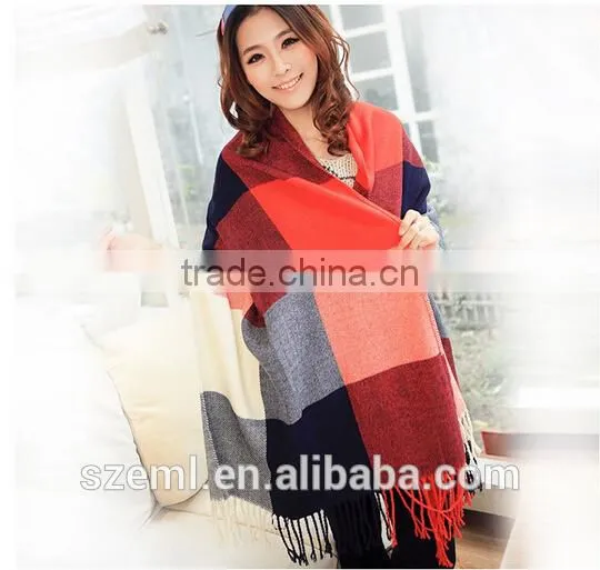 Wholesale checks office ladies scarf/cashmere infinity scarffashion scarf/