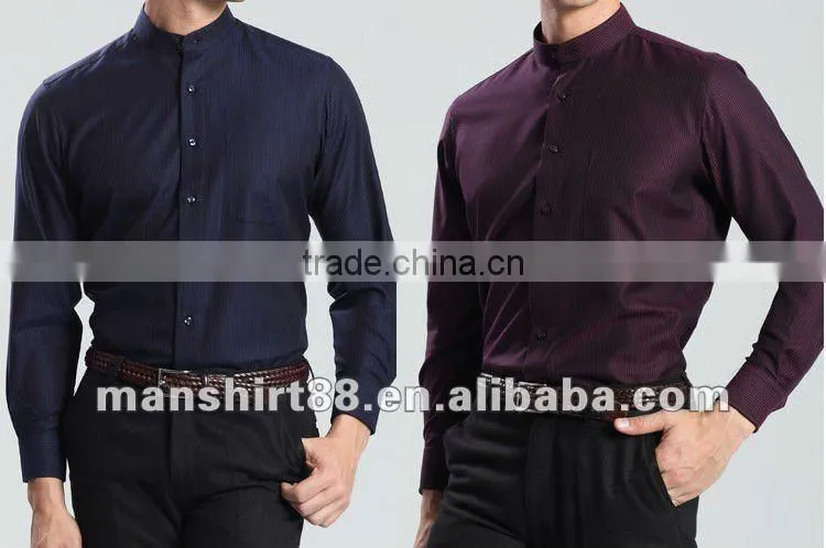 100% cotton mandarin collar slim fit white mens dress shirt