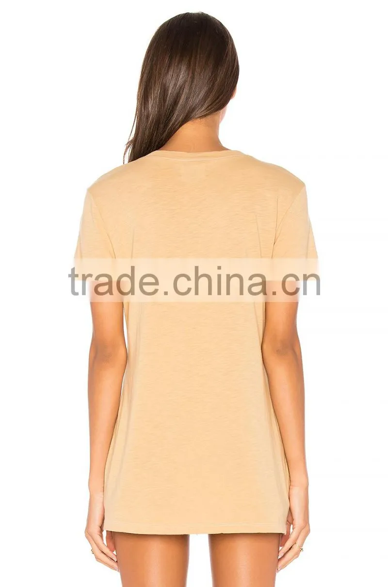 2017 Guangzhou Shandao New Fancy Design 180g 100% Cotton Plain Dyed Wholesale Women Short Sleeve Custom T Shirt Printing