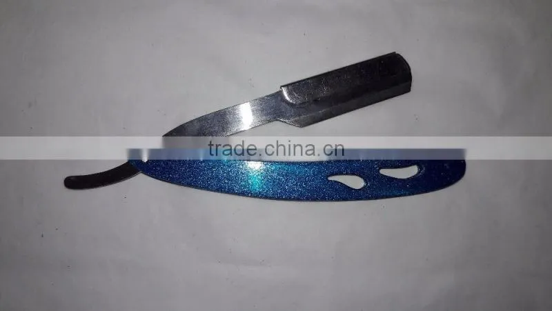 Professional Barbers shaving razors with blue handle stainless steel