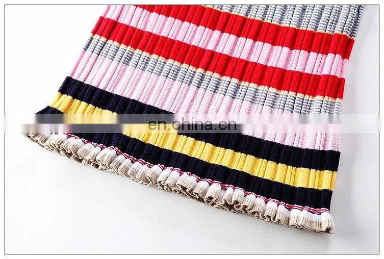 Ladies high quality stylish stripe dress half sleeve spring new dress