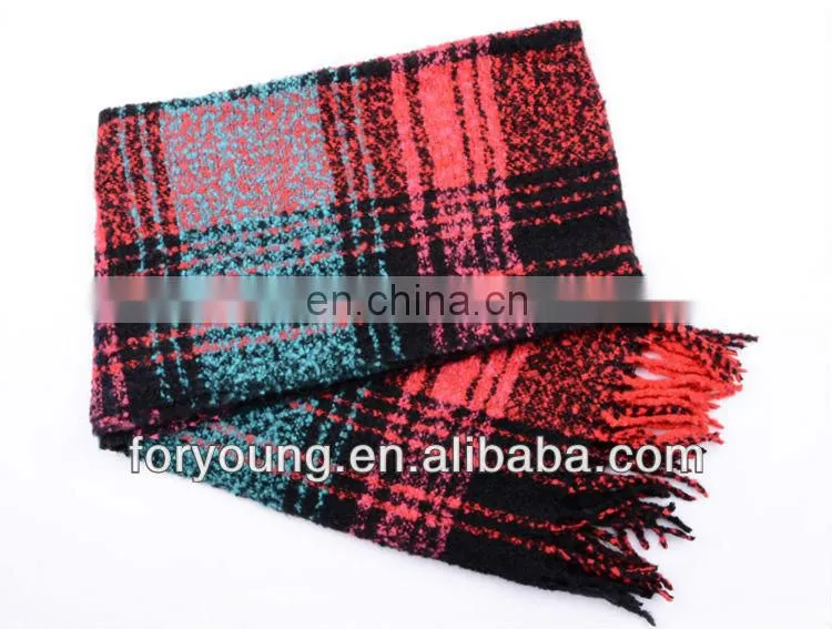 plaid acrylic winter woven shawls