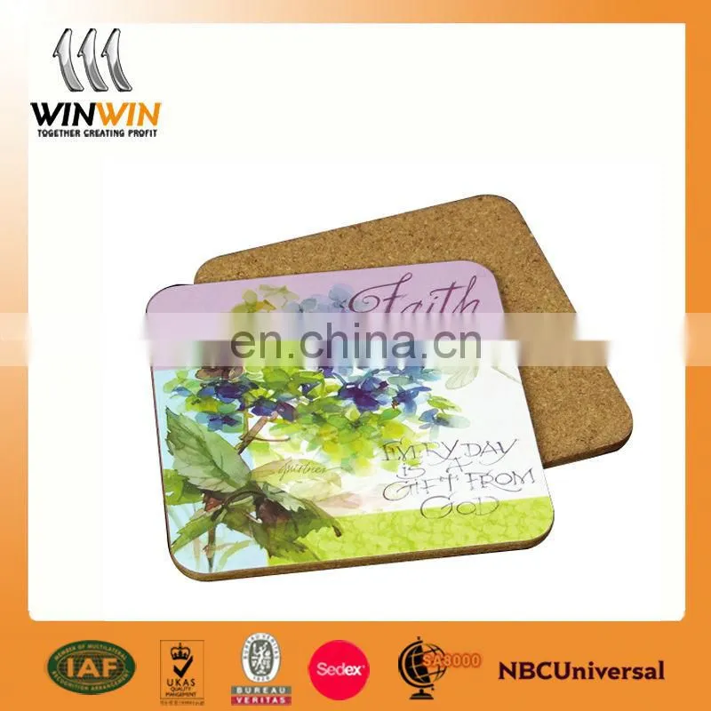 Custom printed cut cup mat silicone drink coasters or wood drink coasters