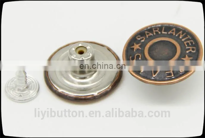 classic antique copper tin screw back button with high quality, custom logo metal button for jeans