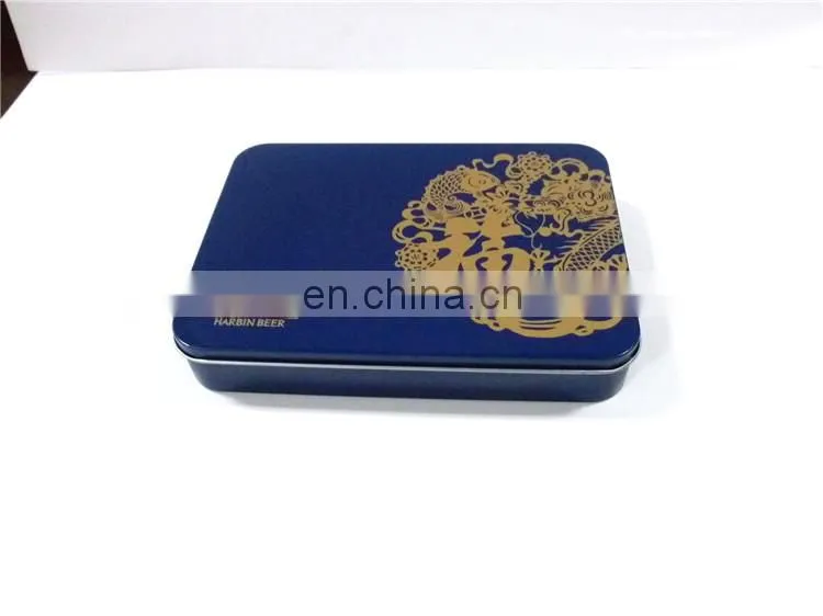 Flat rectangualr cake/biscuit gift packaging metal tin box container