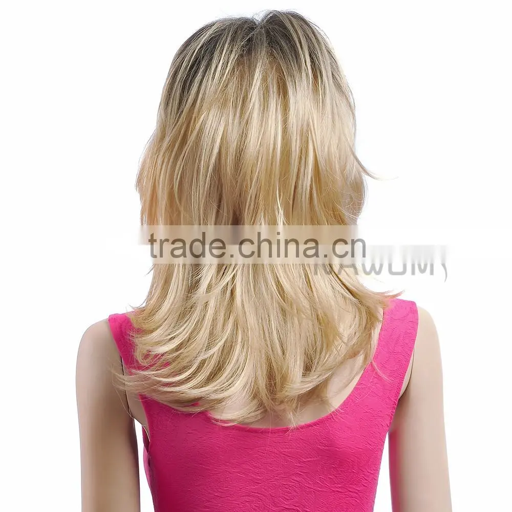 female straight inclined bang blending wig hair