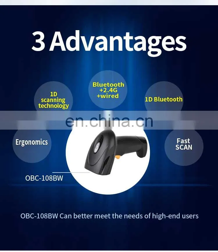 Wholesale BT Wireless 1D Laser Barcode Scanner USB BarCode Reader pos machine