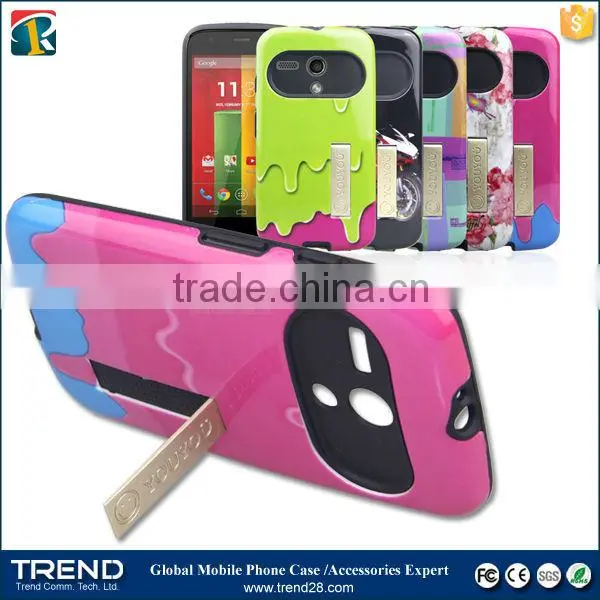 china supplier hybrid combo kickstand phone case for moto G2