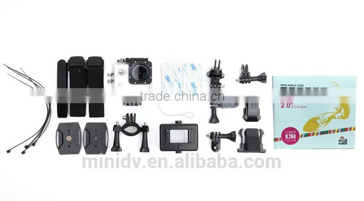 12MP Pixels NOVATEK 96655 FHD 1080P 30FPS 720P 60FPS WiFi Sport Action Camera 30M Waterproof with 2.0inch LTPS Wide Screen